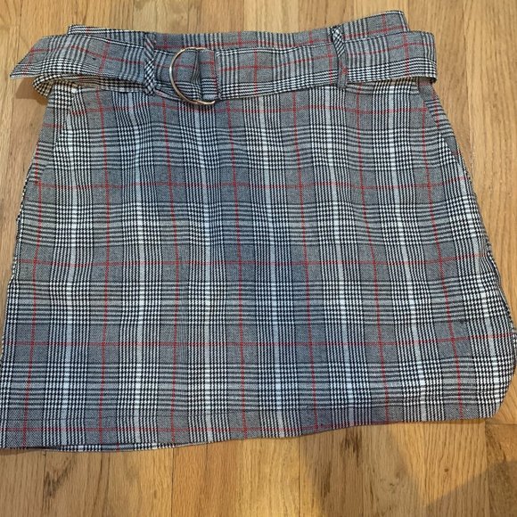 Aqua Plaid Mini Skirt - Picture 1 of 3
